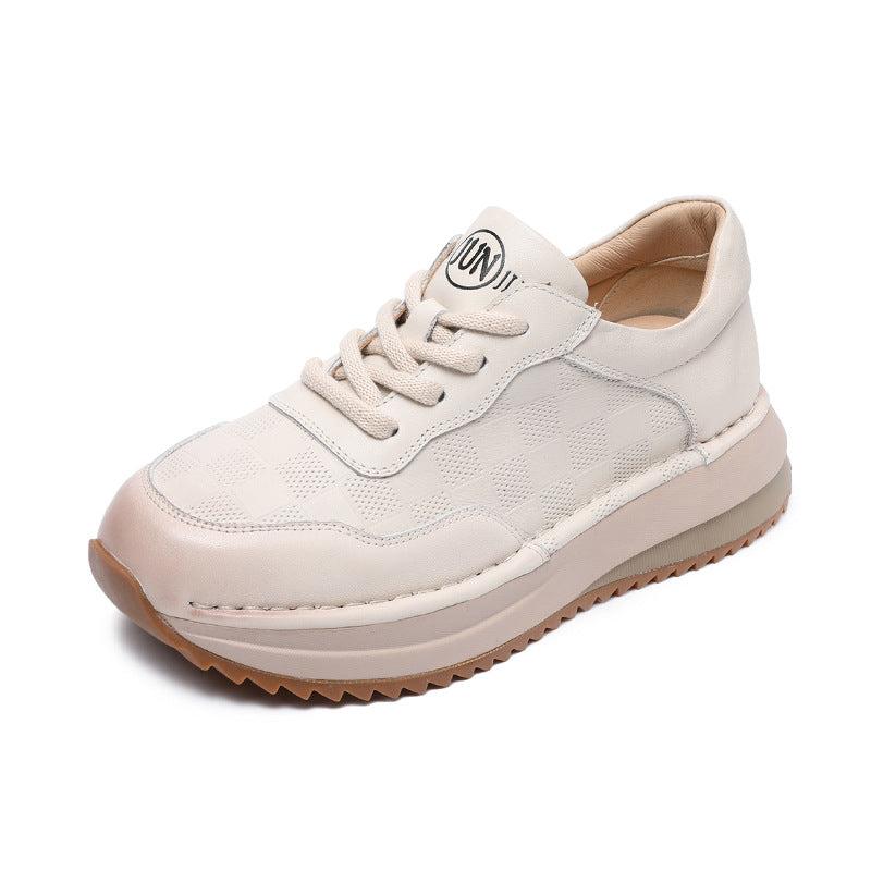 Women Minimalism Quilted Leather Low Top Casual Shoes-RAIIFY