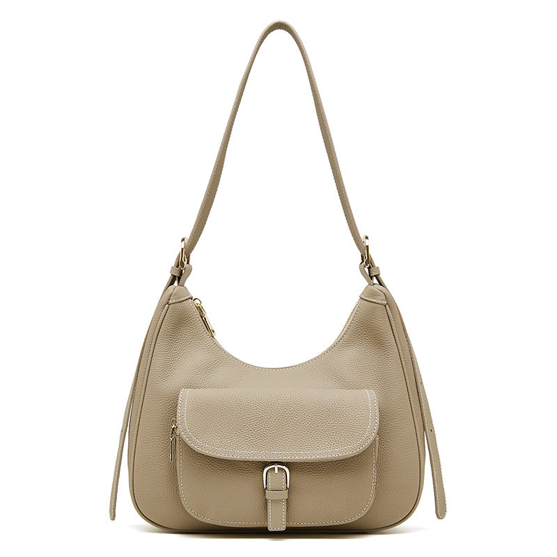 Women's Fashion Plain Leather Shoulder Tote Bag-RAIIFY