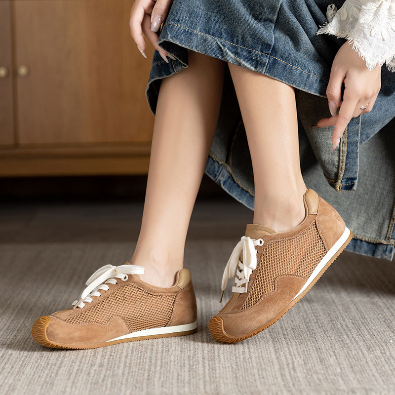 Women Retro Hollow Mesh Flat Casual Shoes-RAIIFY