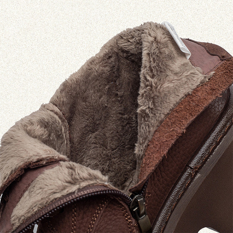 Women's Retro Quilted Leather Winter Furred Snow Boots-RAIIFY