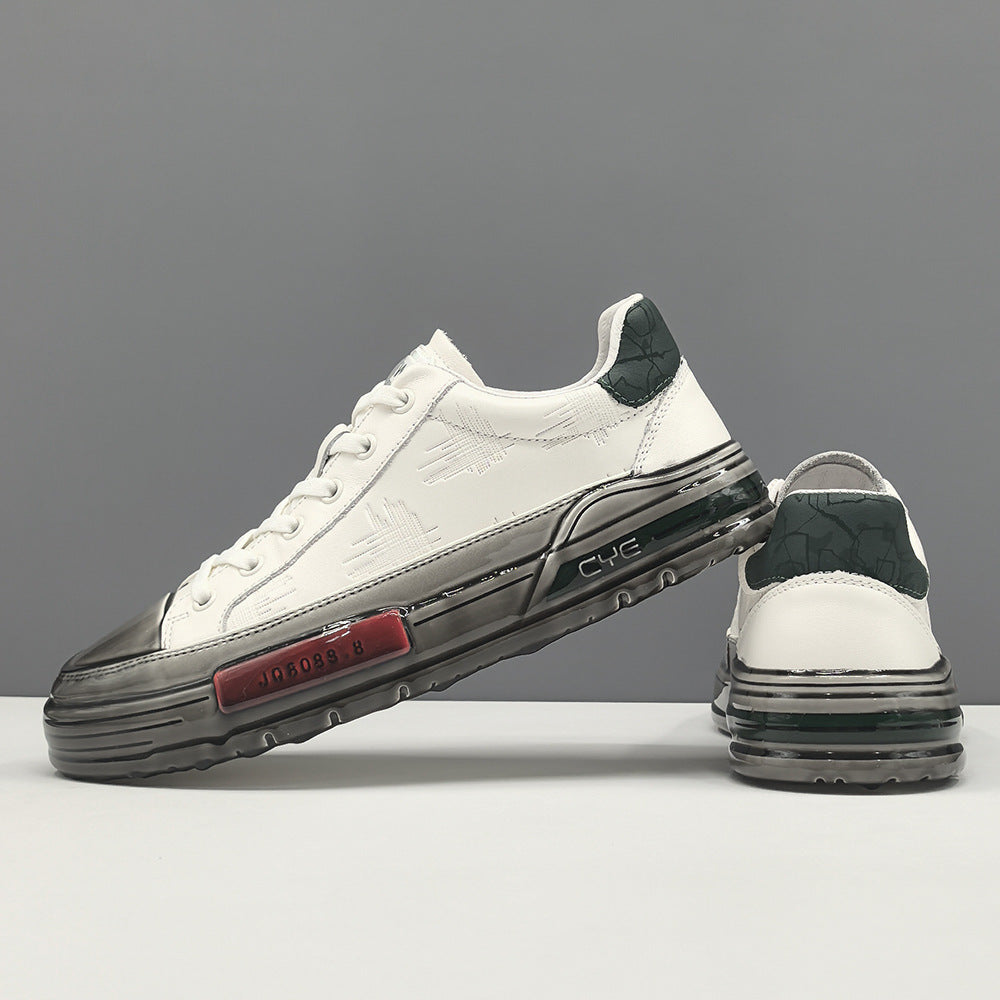 Men Fashion Embossed Leather Flat Casual Sneakers-RAIIFY