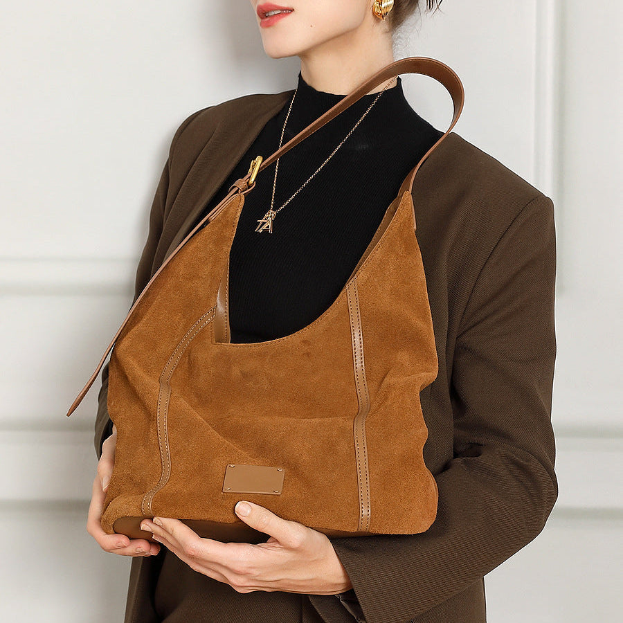 Women’s Suede Leather Retro Hobo Bag-RAIIFY