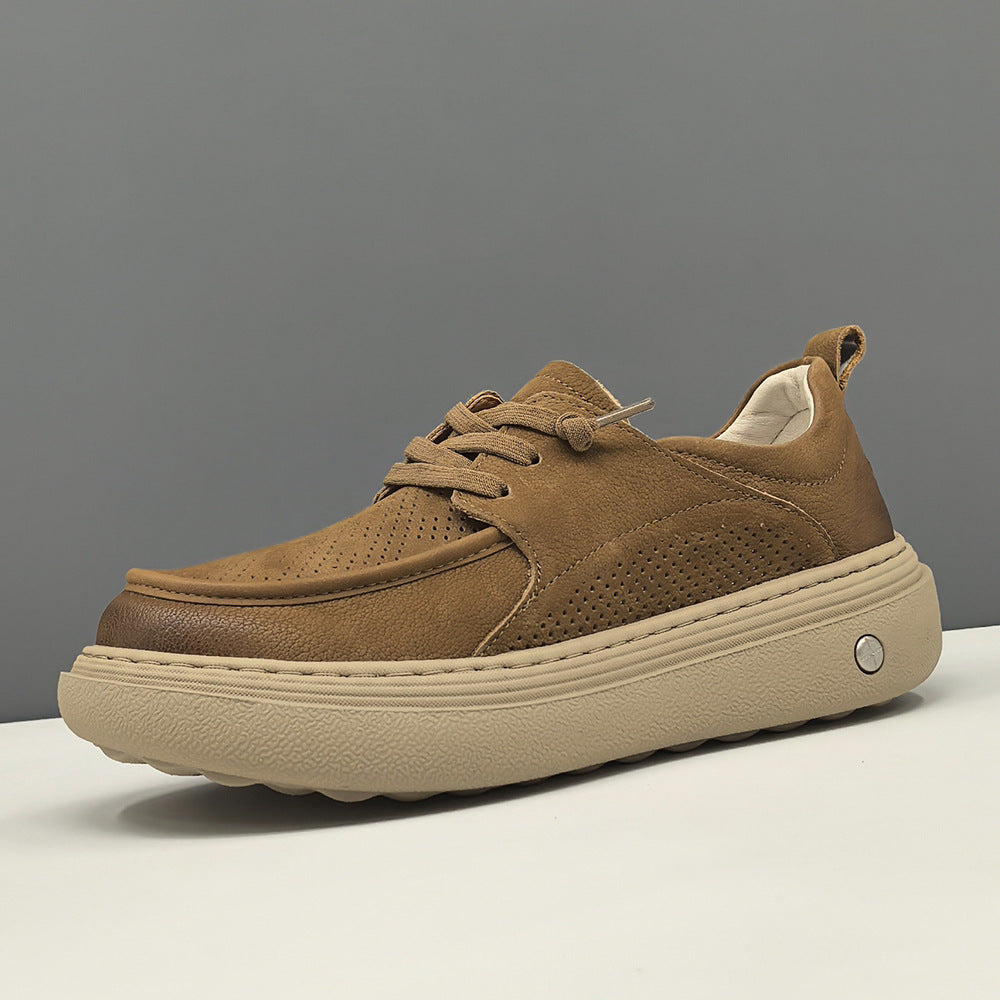 Men Minimalism Plain Breathable Leather Casual Shoes-RAIIFY