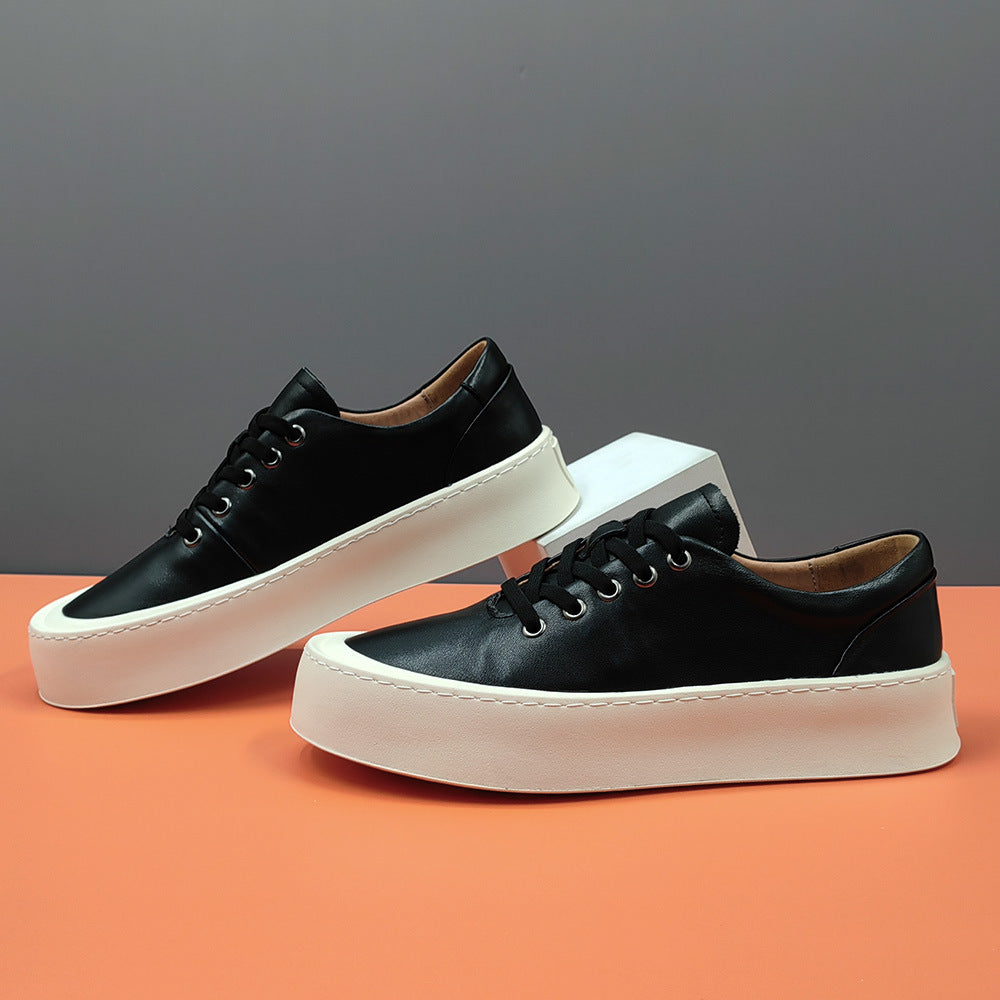 Men Minimalism Leather Flat Casual Shoes-RAIIFY