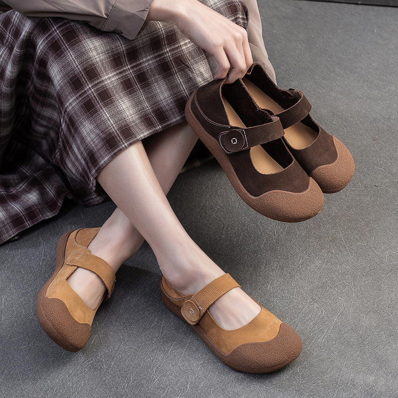 Women Minimalism Leather Soft Flat Casual Shoes-RAIIFY