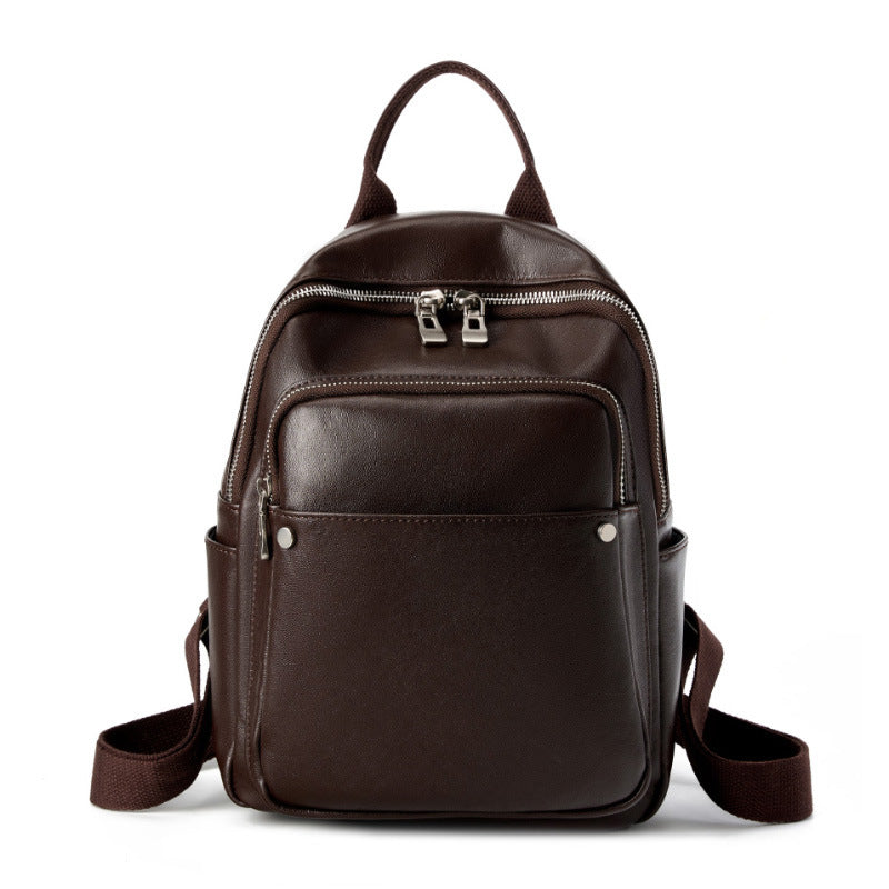 Women Soft Plain Cowhide Urban Casual Backpack-RAIIFY