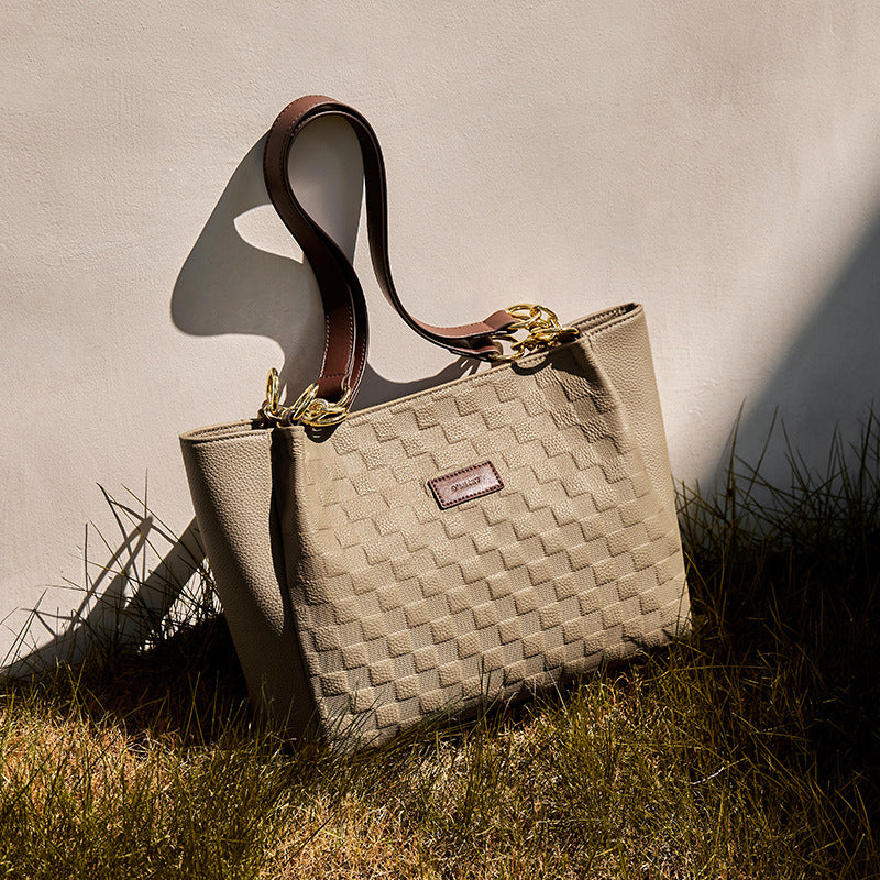 Women's Stylish Embossed Leather Shoulder Tote Bag-RAIIFY