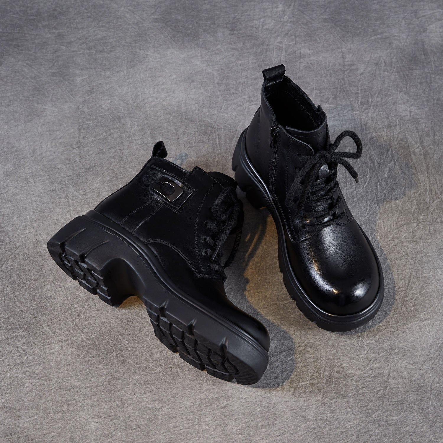 Women's Retro Leather Thick Soled Casual Ankle Boots-RAIIFY