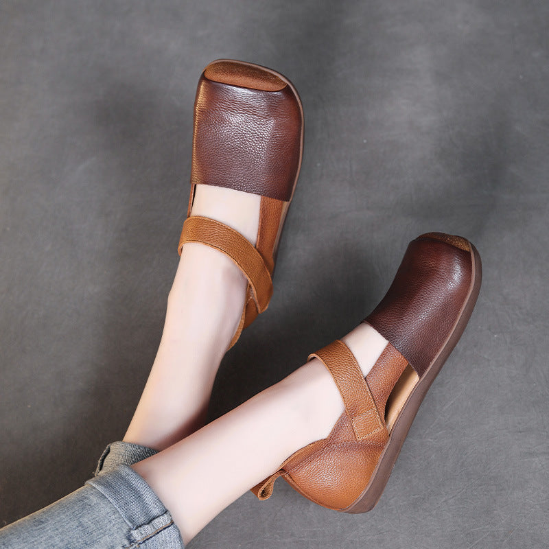 Women Retro Soft Leather Summer Casual Sandals-RAIIFY