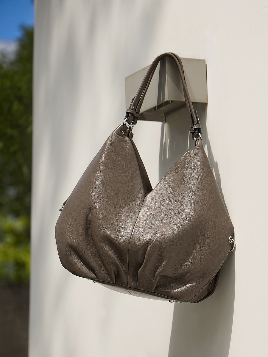 Women’s Fashion Leather Large Capacity Slouchy Tote Bag-RAIIFY