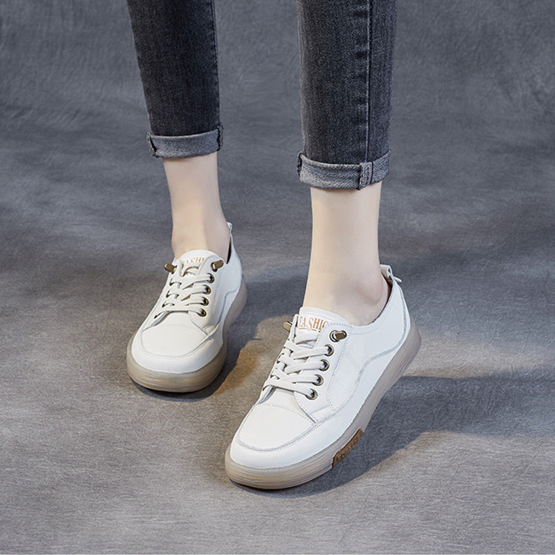 Women Fashion Leather Soft Flat Casual Shoes-RAIIFY