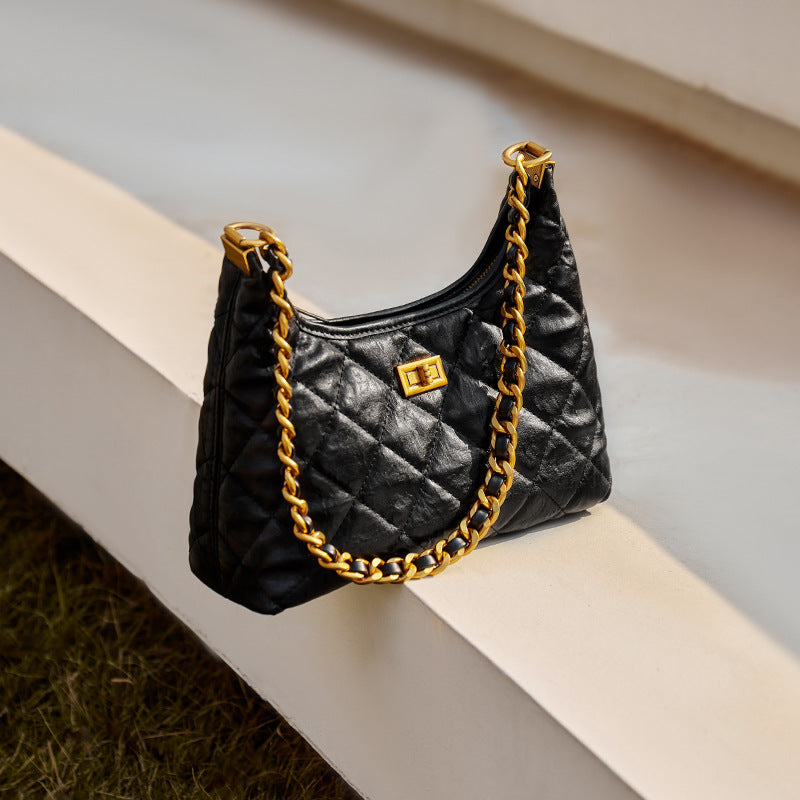 Women's Stylish Quilted Leather Chain Straps Shoulder Bag-RAIIFY