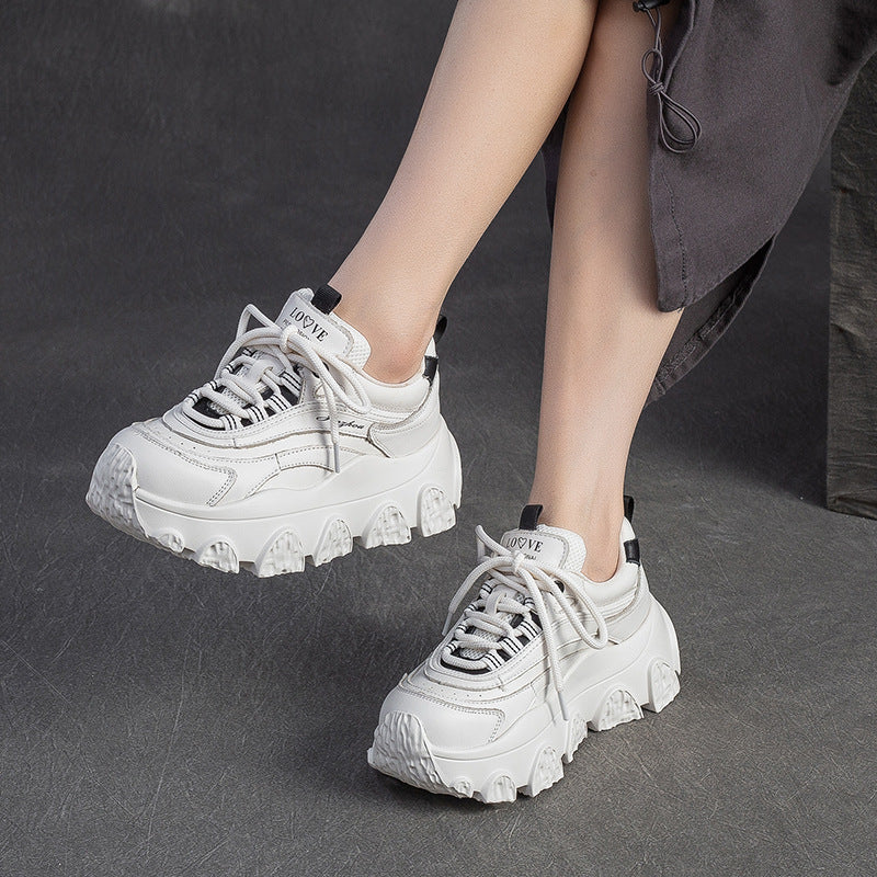 Women's Fashion Quilted Leather Platform Sneakers-RAIIFY