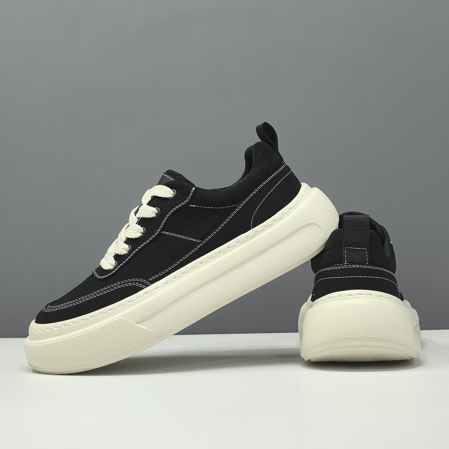 Men Breathable Ice Silk Fabric Platform Casual Wedge Sneakers-RAIIFY