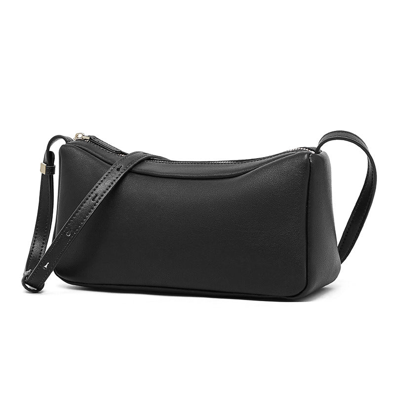 Women's Soft Plain Leather Casual Cross Body Bag-RAIIFY
