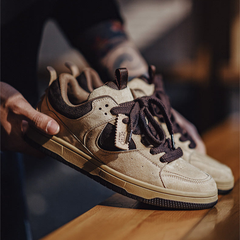 Men's Retro Breathable Leather Low Top Casual Sneakers-RAIIFY