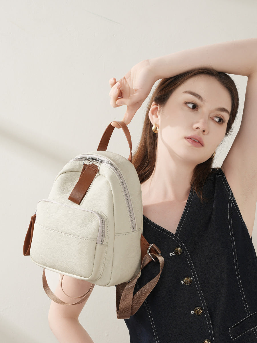 Women Minimalism Fashion Cowhide Casual Backpack-RAIIFY
