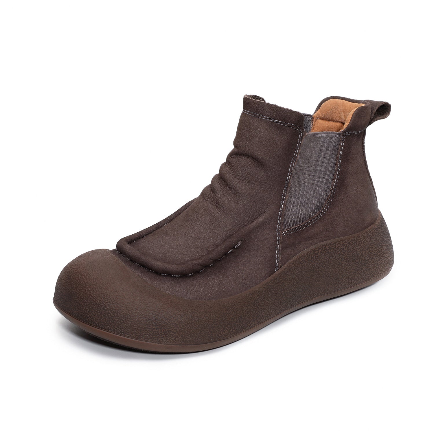 Women's Vintage Plain Leather Slip-on Ankle Boots-RAIIFY