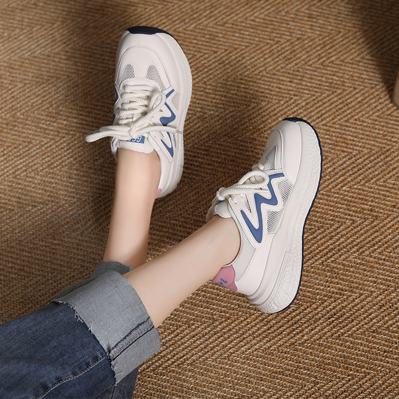 Women Breathable Mesh Leather Fashion Sneakers-RAIIFY