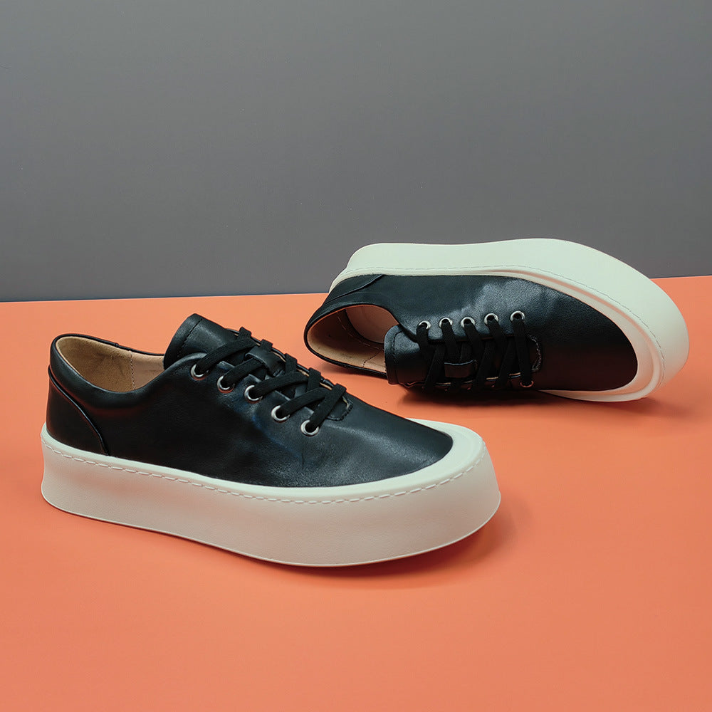 Men Minimalism Leather Flat Casual Shoes-RAIIFY