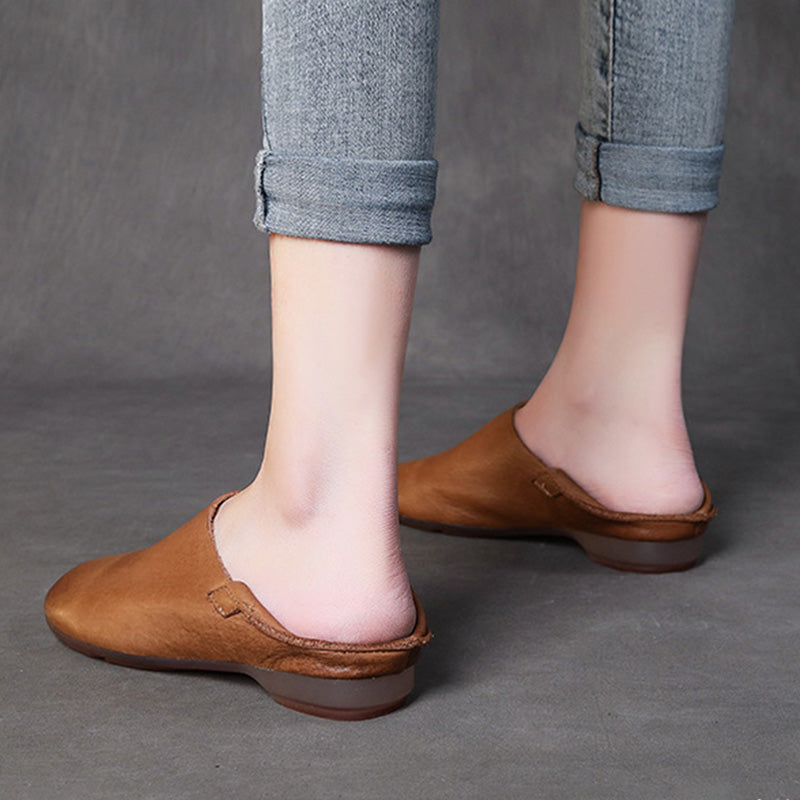 Women Retro Leather Handmade Soft Casual Shoes-RAIIFY
