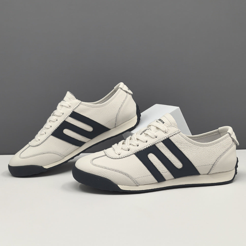 Men Fashion Patchwork Leather Flat Training Sneakers-RAIIFY