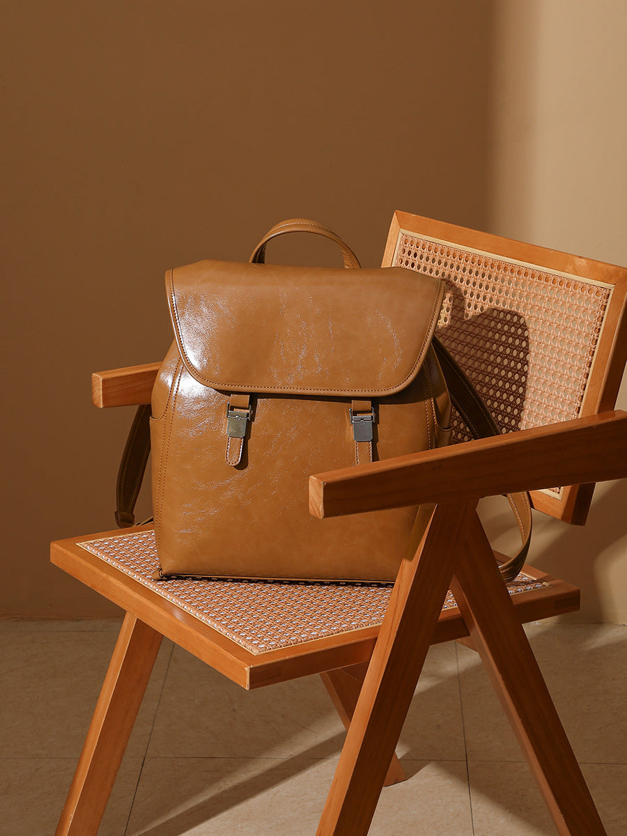 Women's Minimalism Leather Casual Laptop Backpack-RAIIFY