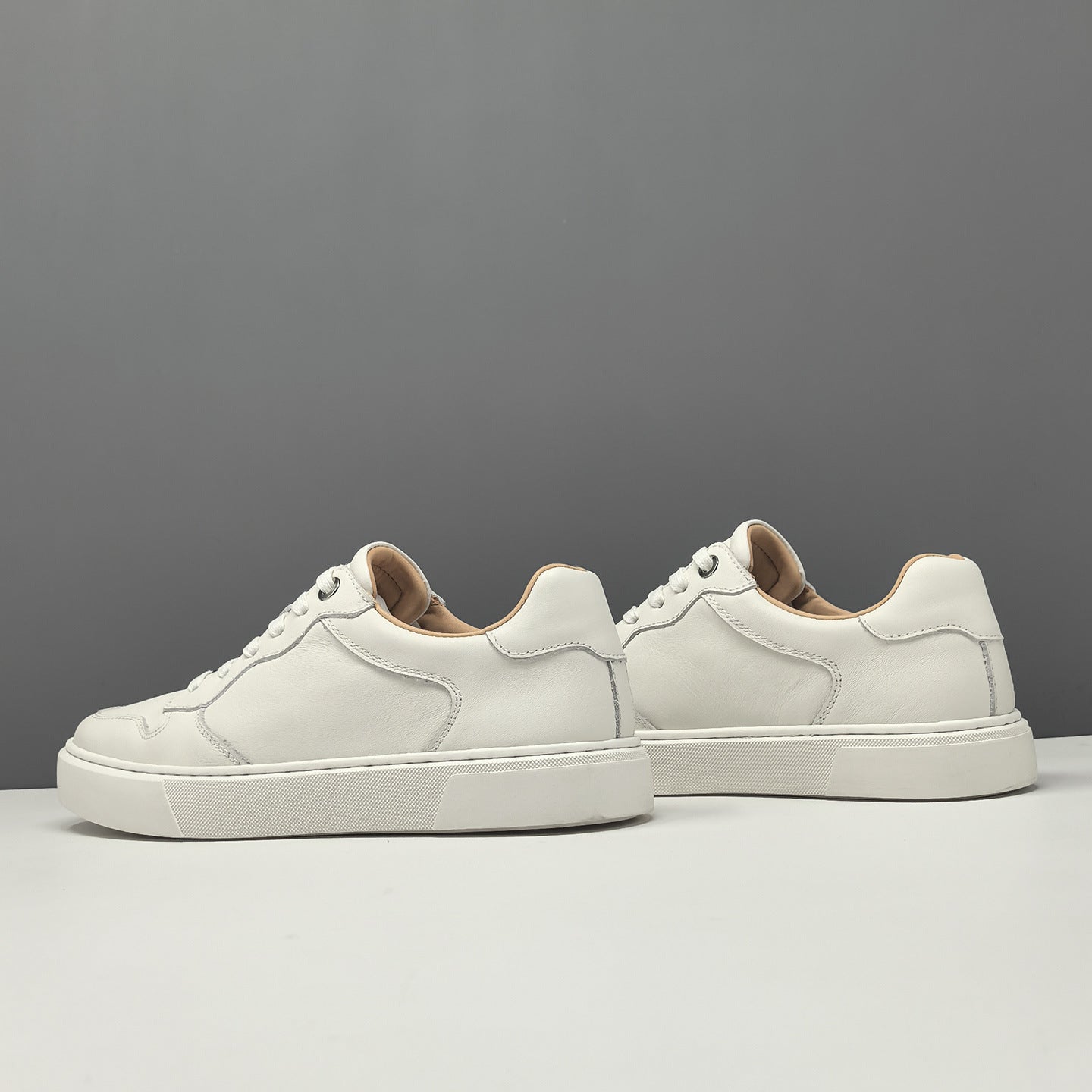 Men's Fashion Plain Leather Flat Casual Shoes-RAIIFY