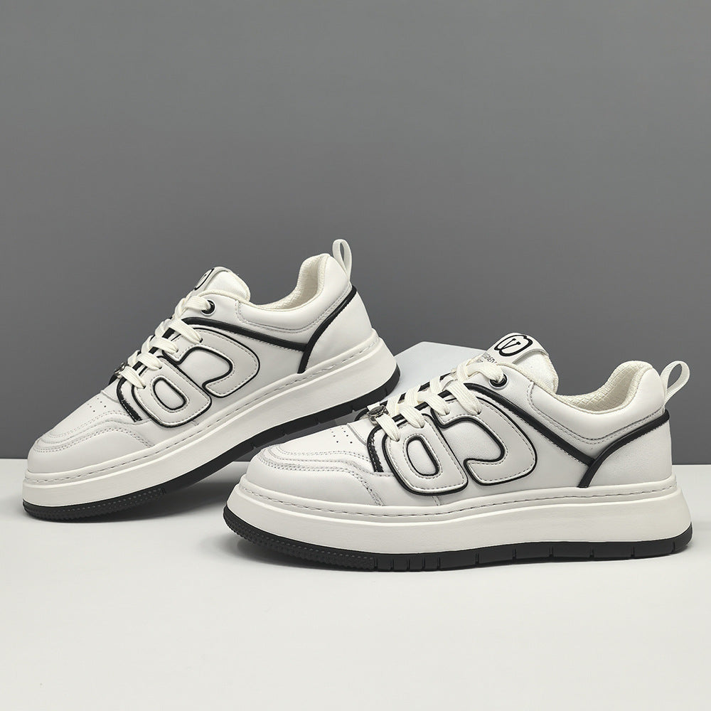 Men Fashion Patchwork Leather Flat Casual Sneakers-RAIIFY