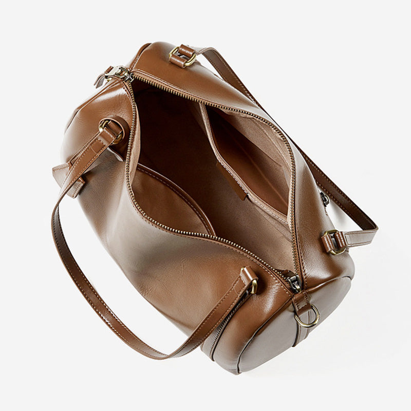 Sac à bandoulière vintage en cuir uni pour femme