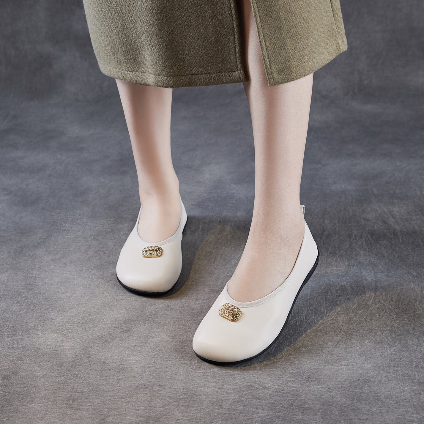 Women's Minimalism Leather Casual Slip-on Flats-RAIIFY