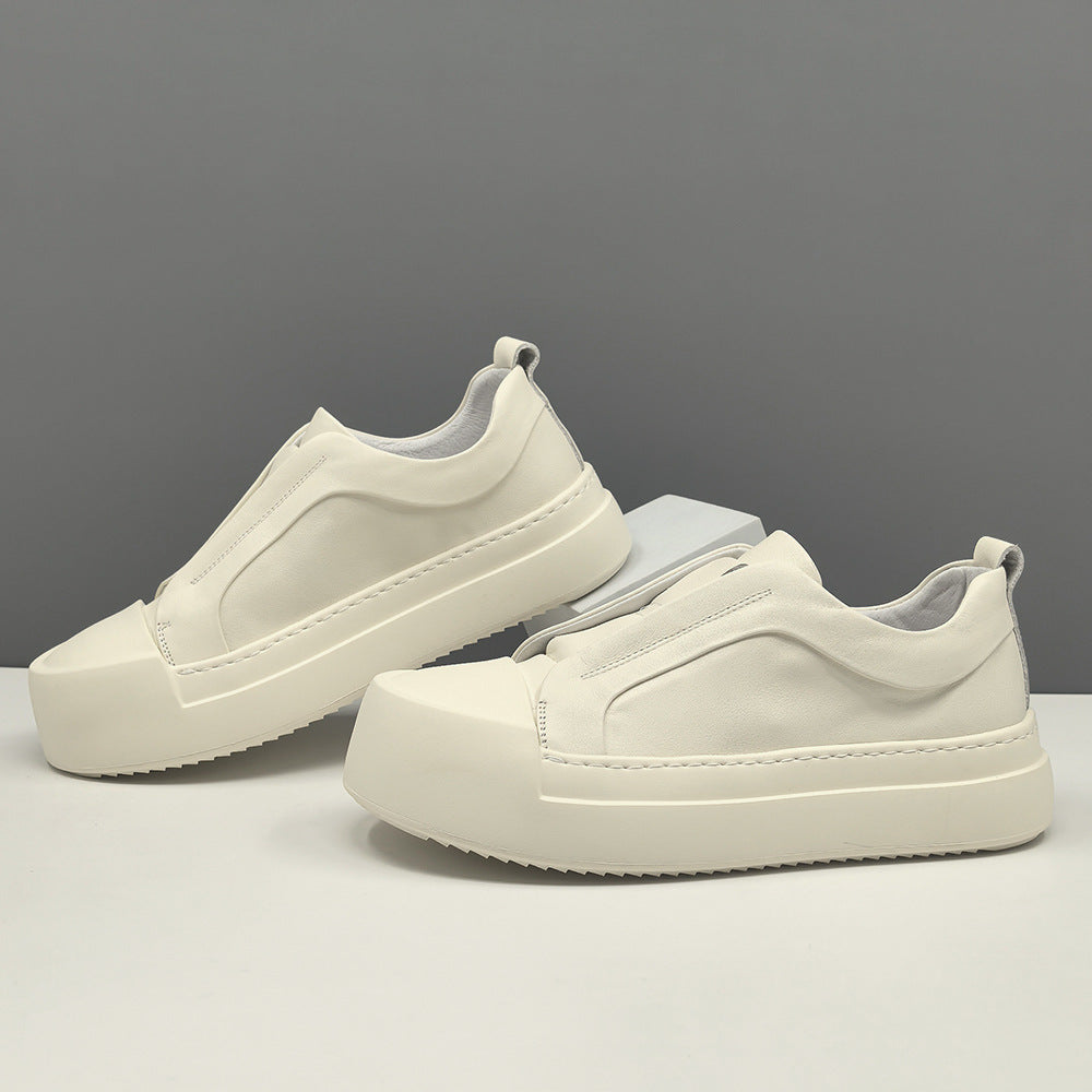 Men Minimalism Plain Quilted Leather Laceless Casual Shoes-RAIIFY