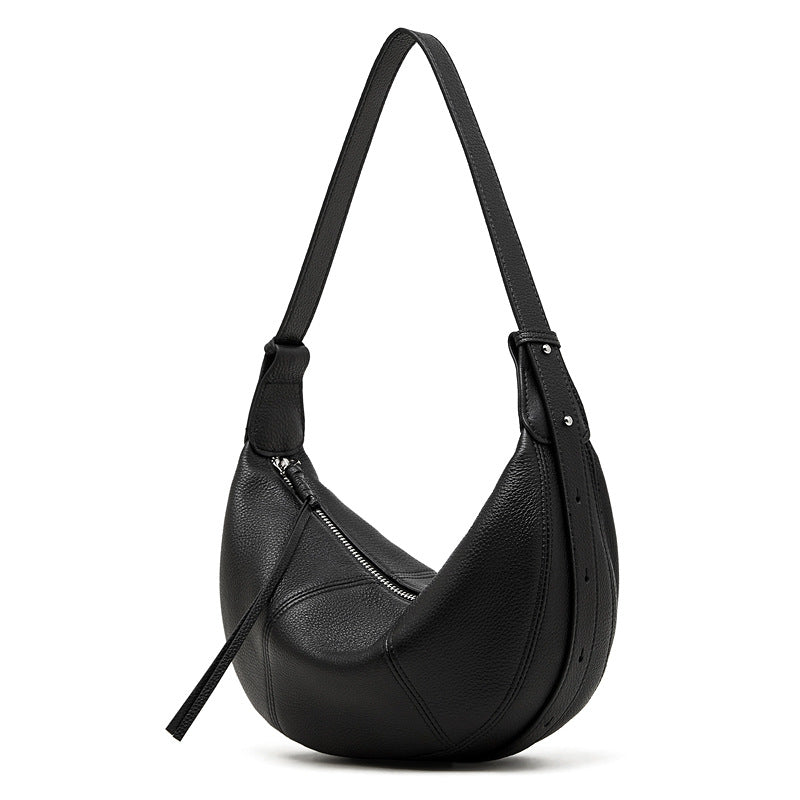 Women's Minimalist Soft Leather Crescent Shoulder Bag-RAIIFY