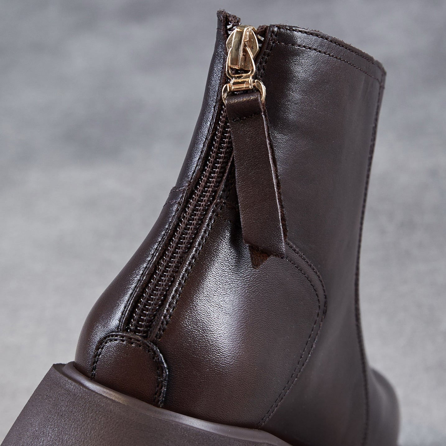 Women's Retro Plain Leather Ankle Platform Boots-RAIIFY