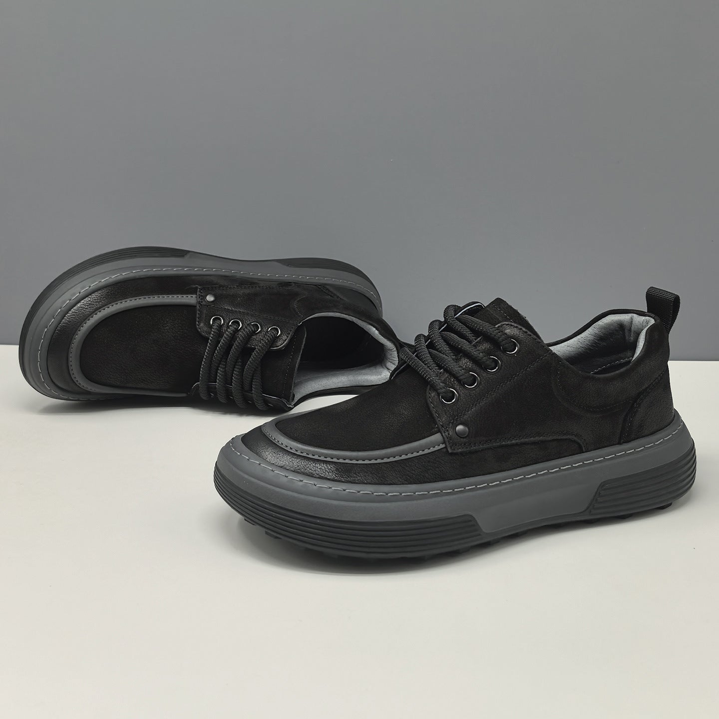 Men's Retro Quilted Leather Flat Casual Shoes-RAIIFY