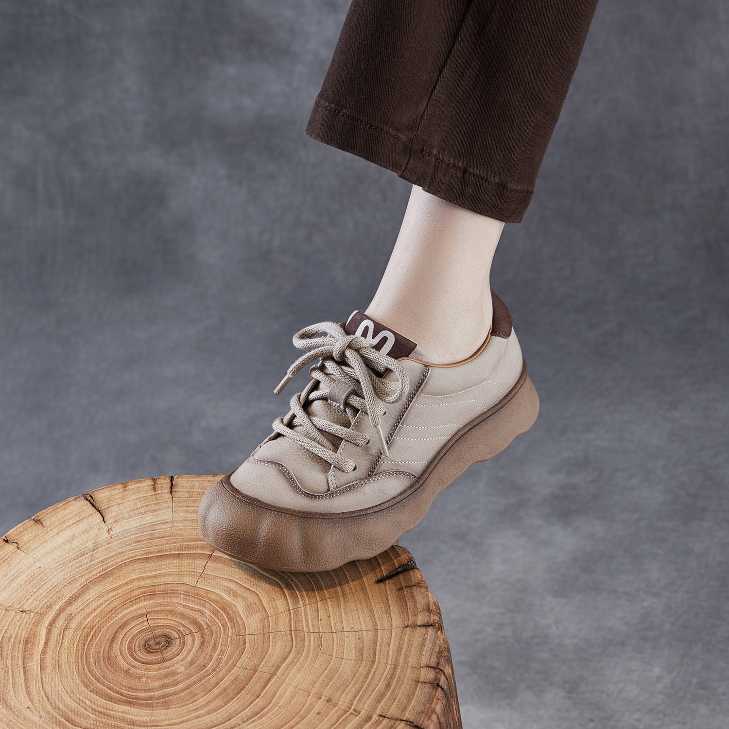 Women's Vintage Leather Lace-up Casual Shoes-RAIIFY