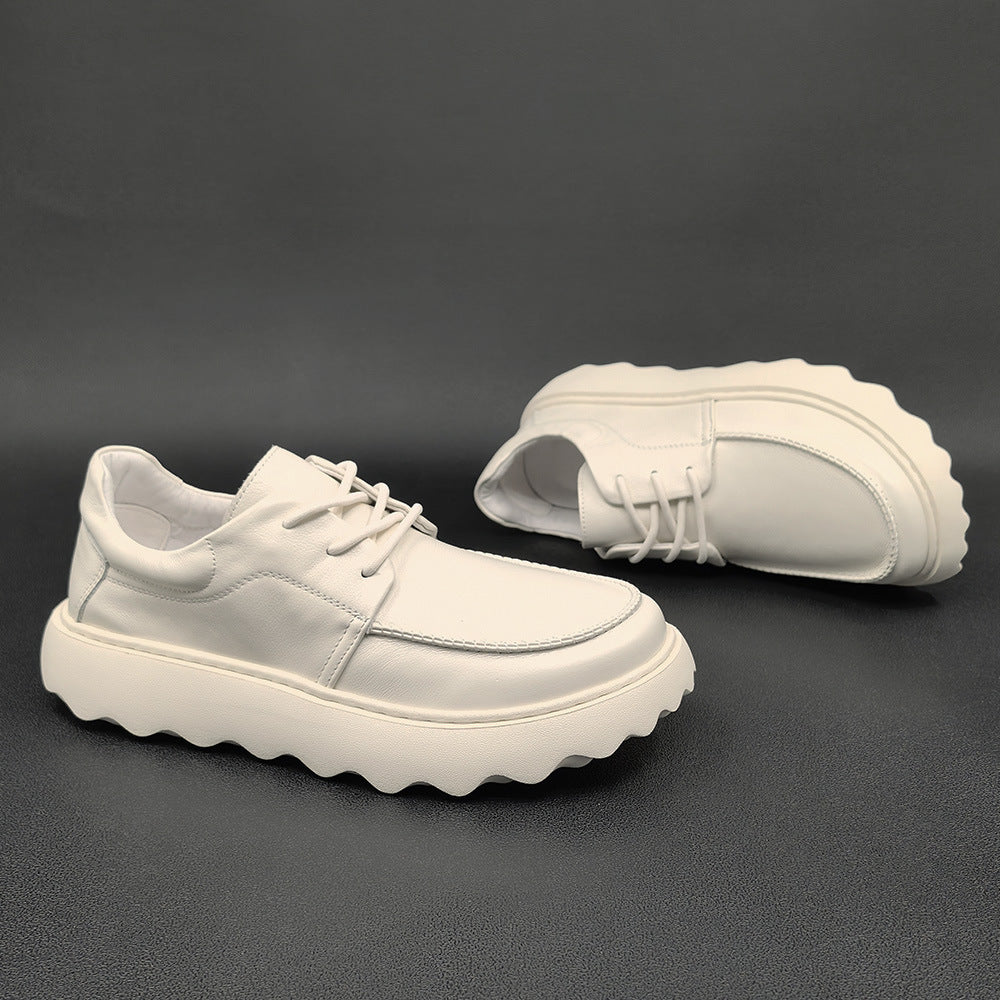 Men Minimalist Fashion Leather Lug Sole Casual Shoes-RAIIFY