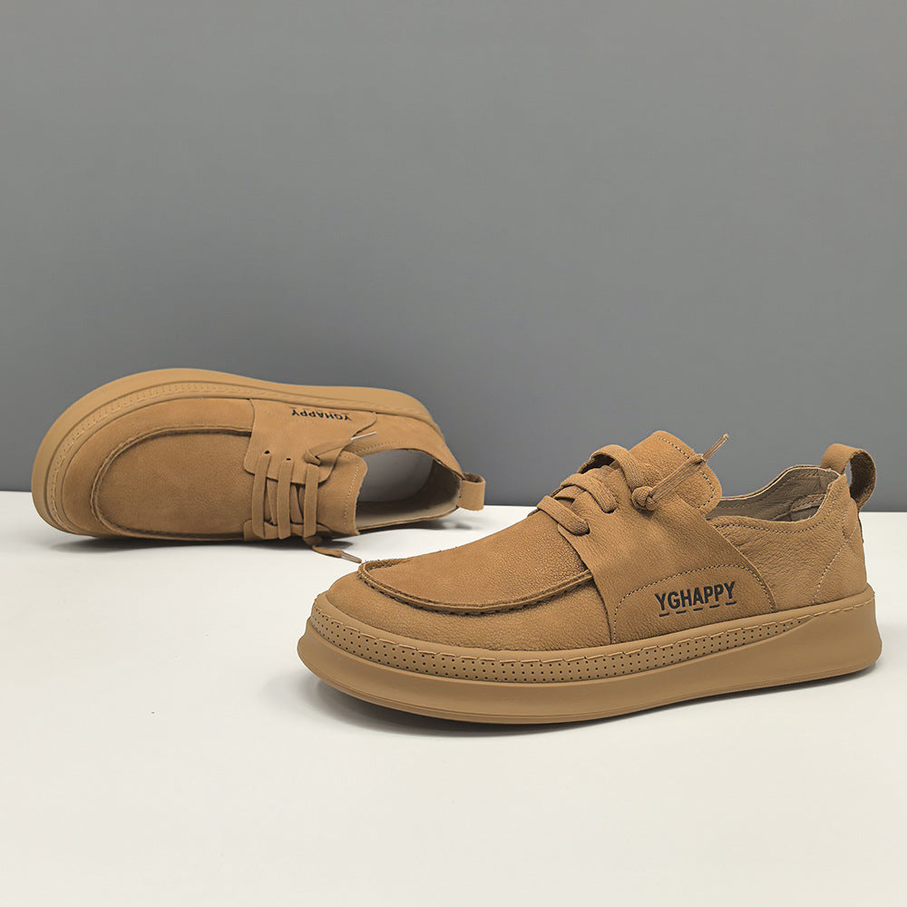 Men Retro Plain Quilted Leather Flat Casual Shoes-RAIIFY