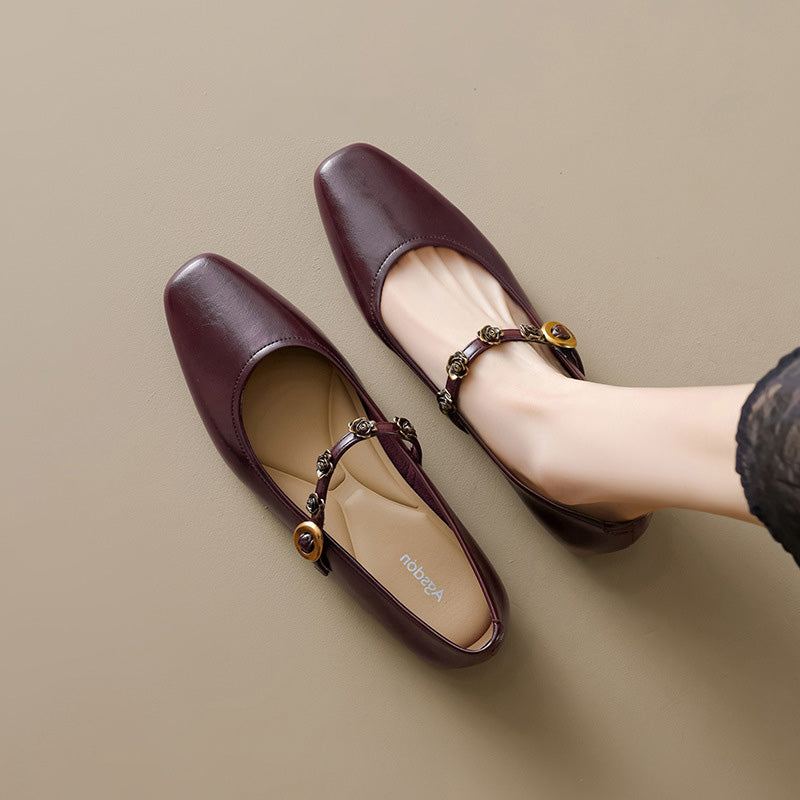 Women's Plain Elegant Casual Mary Jane Flats-RAIIFY