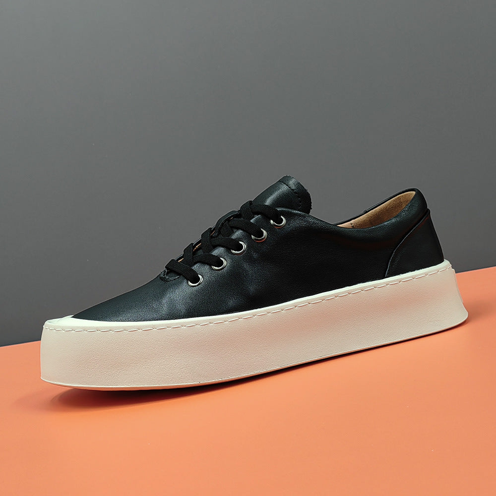 Men Minimalism Leather Flat Casual Shoes-RAIIFY