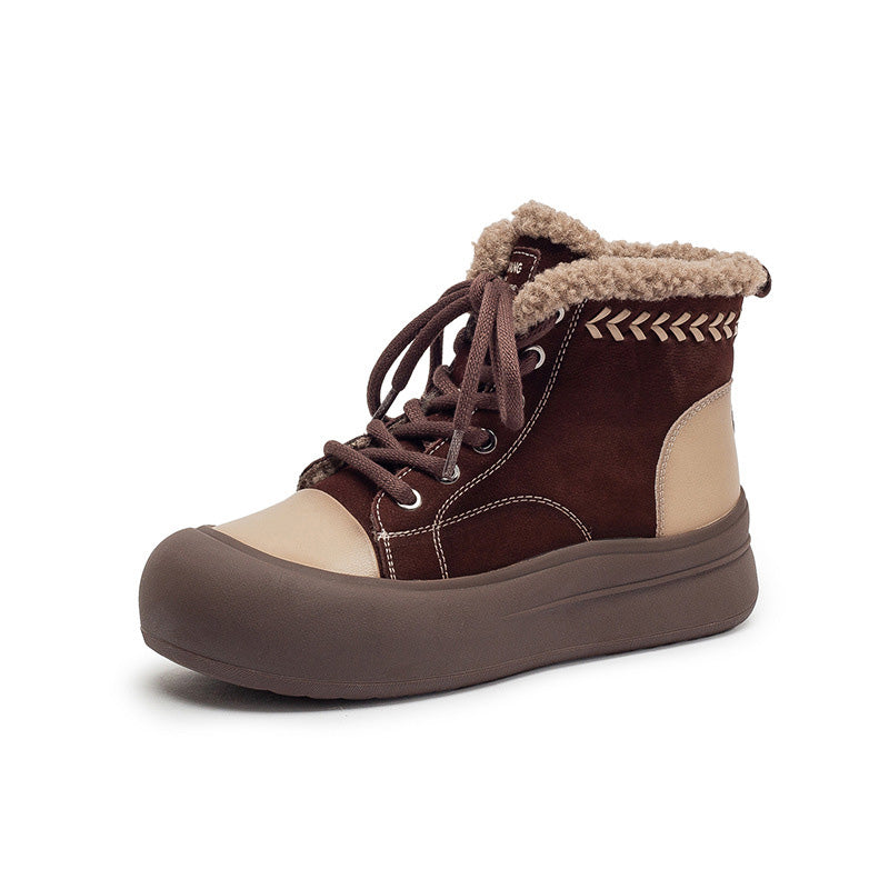 Women's Quilted Leather Warm Furred Ankle Boots