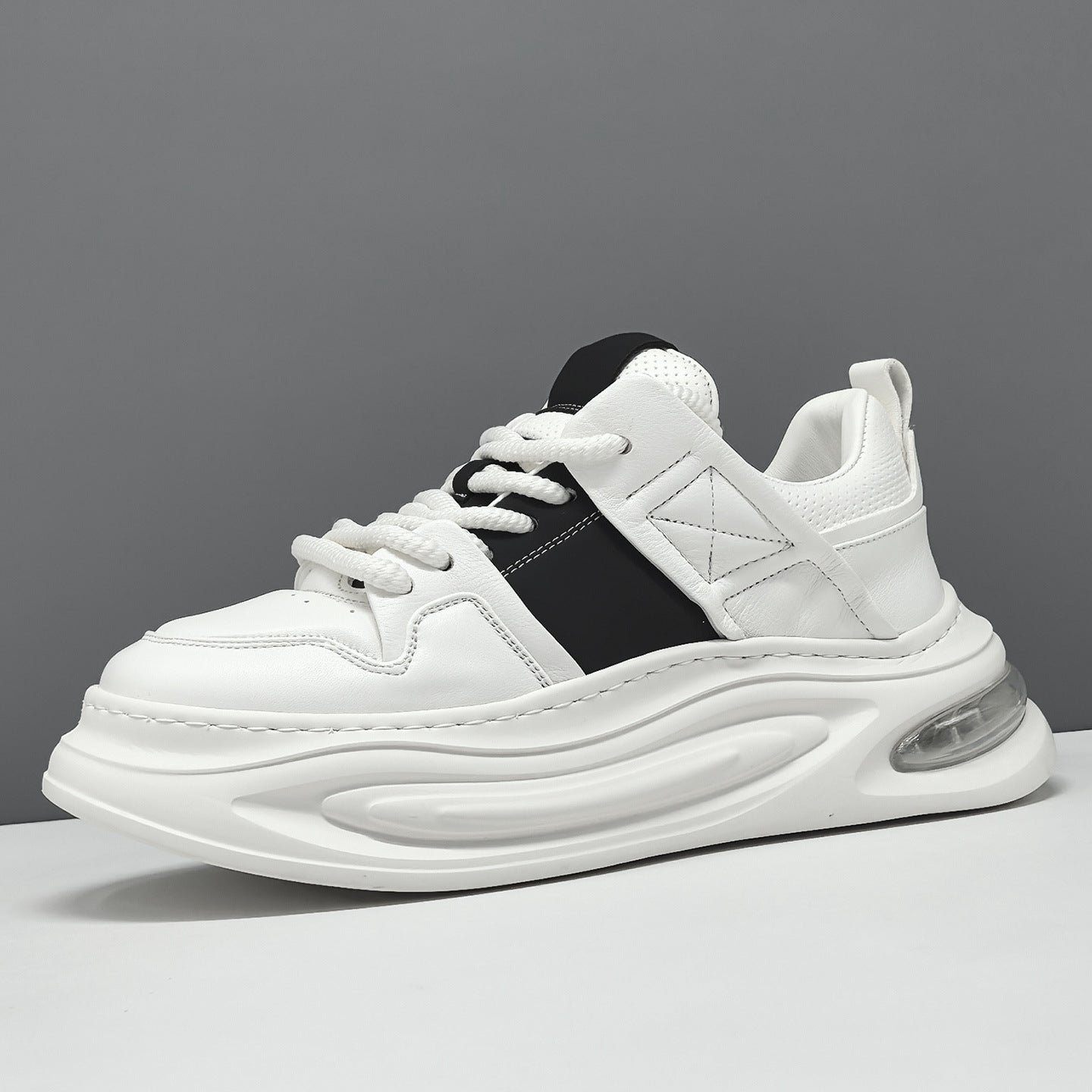 Men's Fashion Quilted Leather Thick Soled Casual Sneakers-RAIIFY