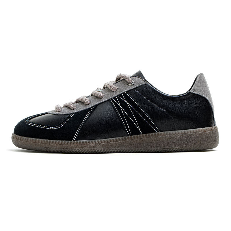 Men’s Plain Leather Trainers – Breathable & Lightweight with Contrast Stitching-RAIIFY