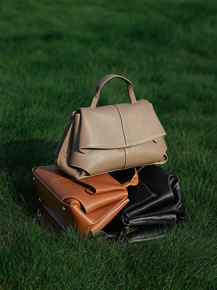Women's Minimalist Fashion Cowhide Satchel Bag-RAIIFY