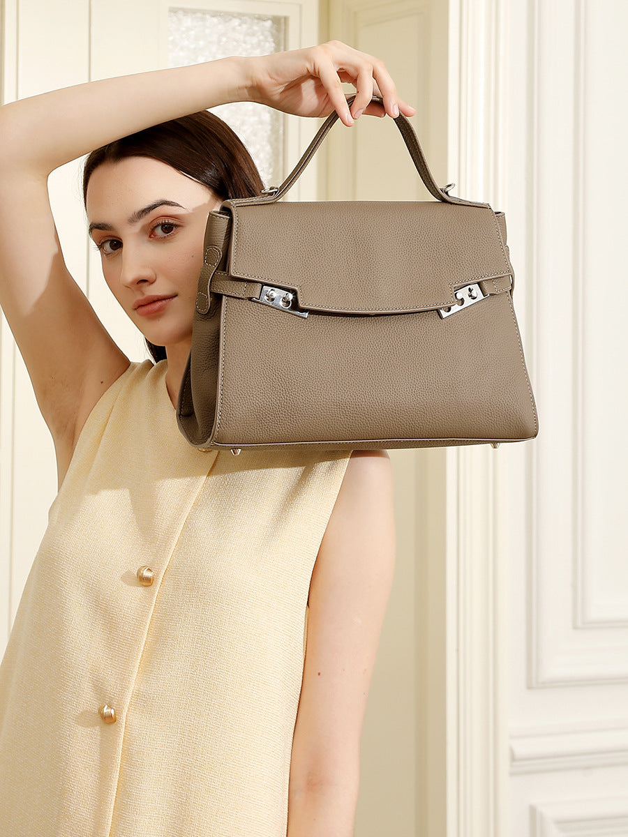 Women's Minimalist Fashion Plain Leather Satchel Bag-RAIIFY