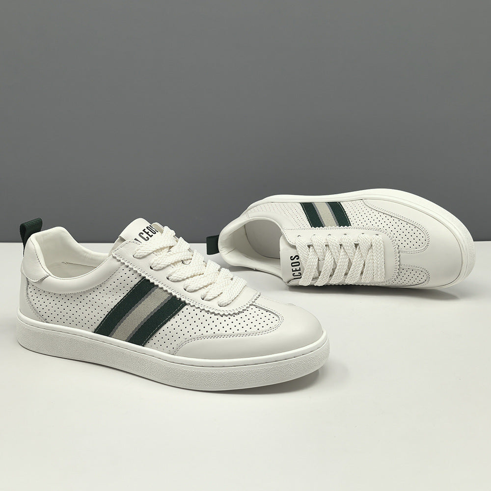 Men Fashion Hollow Breathable Leather Flat Casual Shoes-RAIIFY