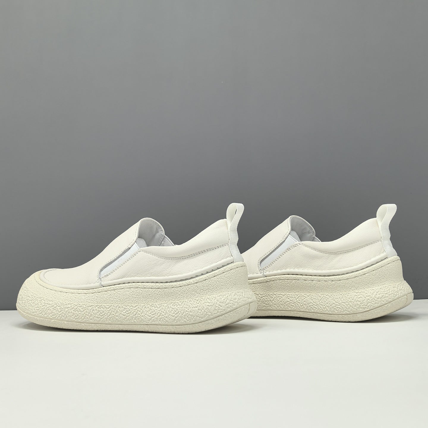 Men's Plain Leather Low Top Casual Loafers-RAIIFY