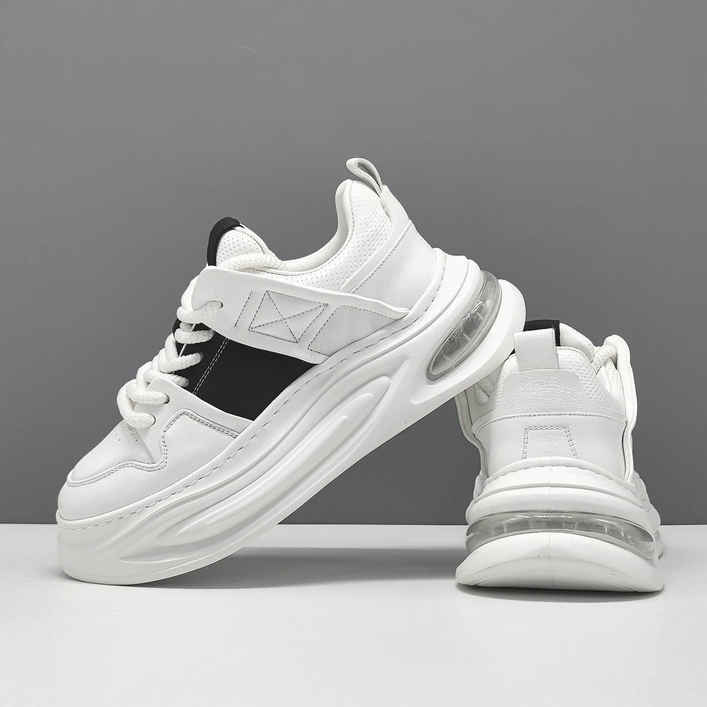 Men's Fashion Quilted Leather Thick Soled Casual Sneakers-RAIIFY