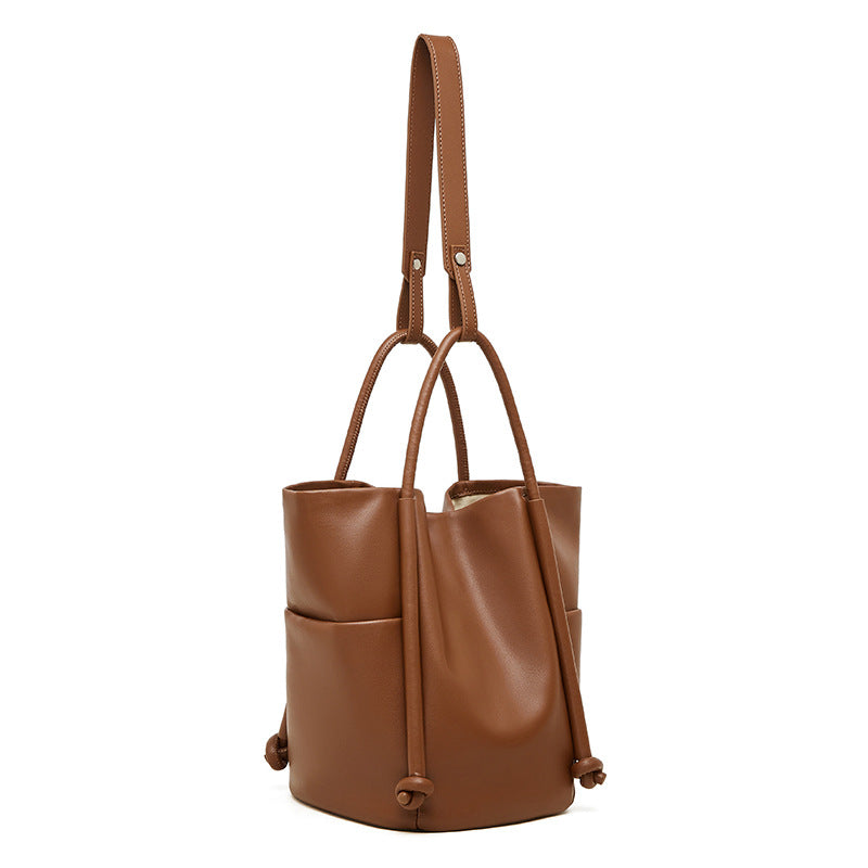 Women’s Vintage Genuine Leather Casual Bucket Bag-RAIIFY