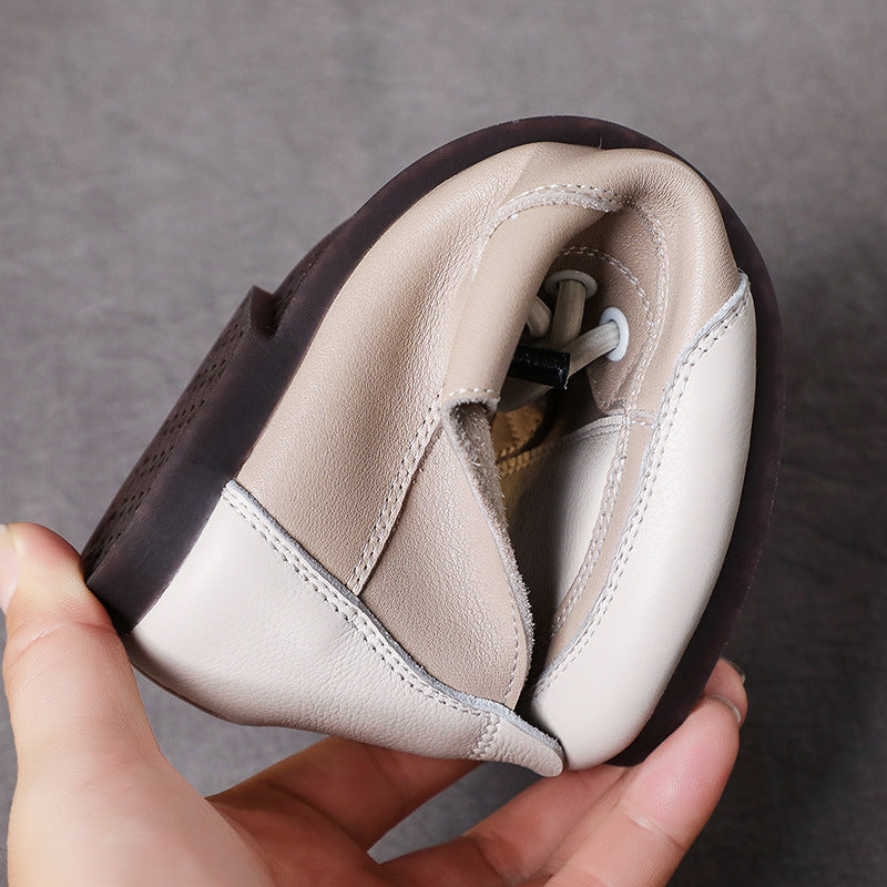 Women's Fashion Quilted Leather Low Top Flat Casual Shoes-RAIIFY